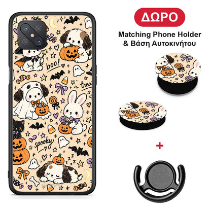 Halloween Puppies and Friends on Cream - Oppo Reno4 Z 5G / A92s θήκη + Δώρο Phone Holder & Βάση Αυτοκινήτου