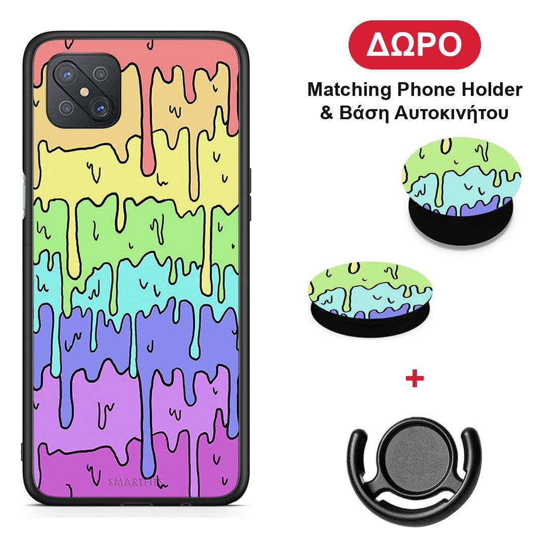 Melting Rainbow - Oppo Reno4 Z 5G / A92s θήκη + Δώρο Phone Holder & Βάση Αυτοκινήτου