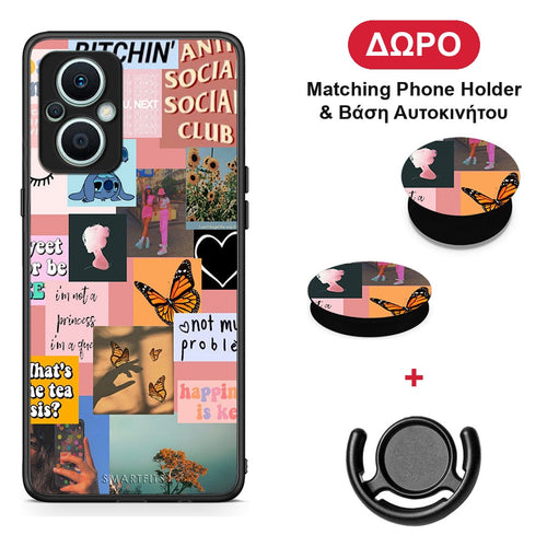 Collage Bitchin - Oppo Reno7 Lite θήκη + Δώρο Phone Holder & Βάση Αυτοκινήτου