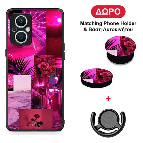 Collage Red Roses - Oppo Reno7 Lite θήκη + Δώρο Phone Holder & Βάση Αυτοκινήτου