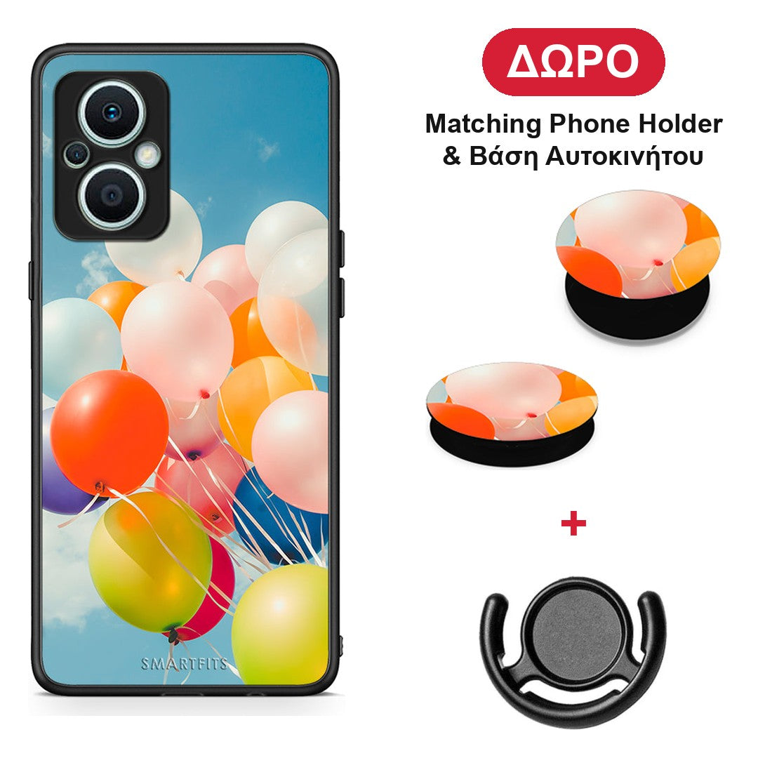 Colorful Balloons - Oppo Reno7 Lite θήκη + Δώρο Phone Holder & Βάση Αυτοκινήτου