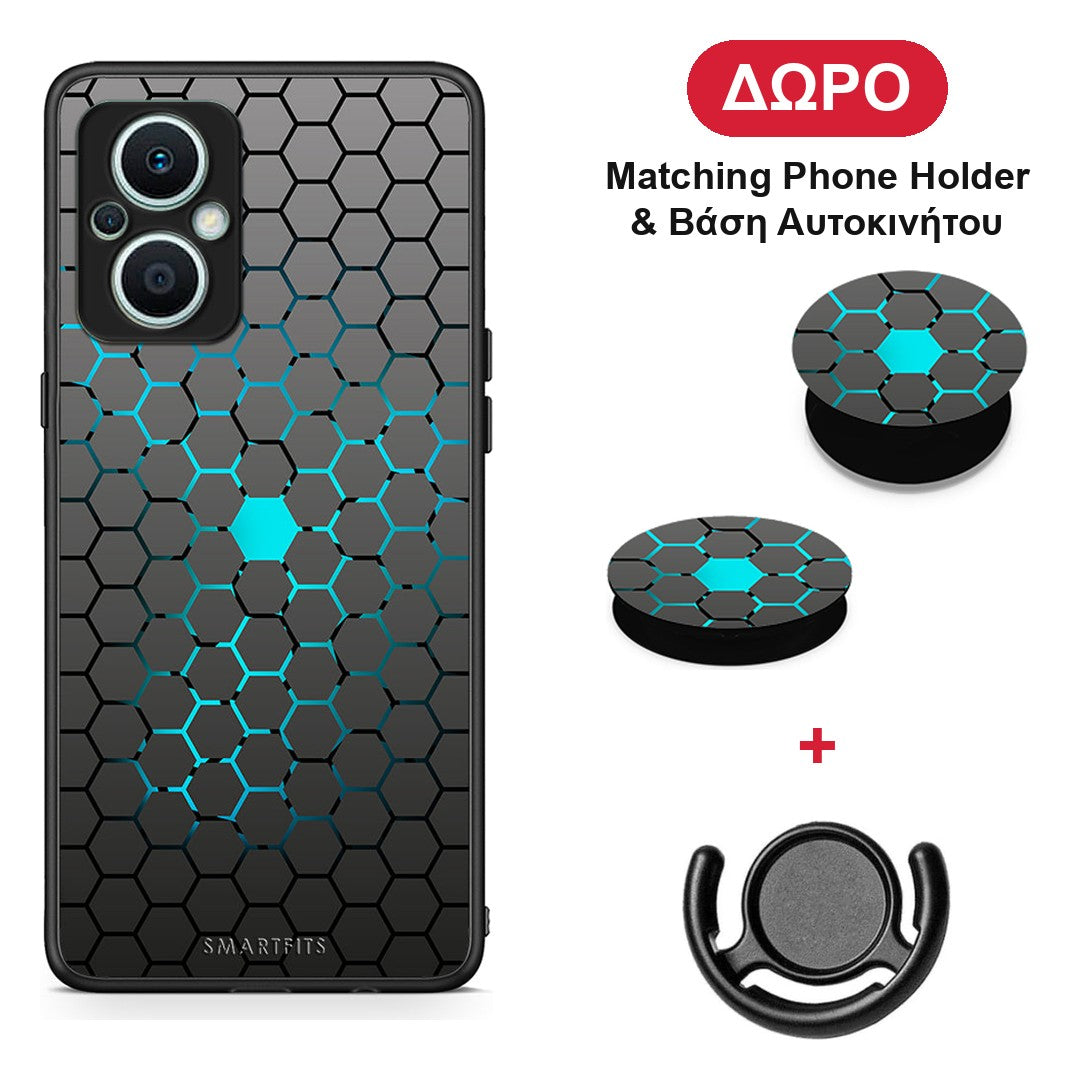 Geometric Hexagonal - Oppo Reno7 Lite θήκη + Δώρο Phone Holder & Βάση Αυτοκινήτου