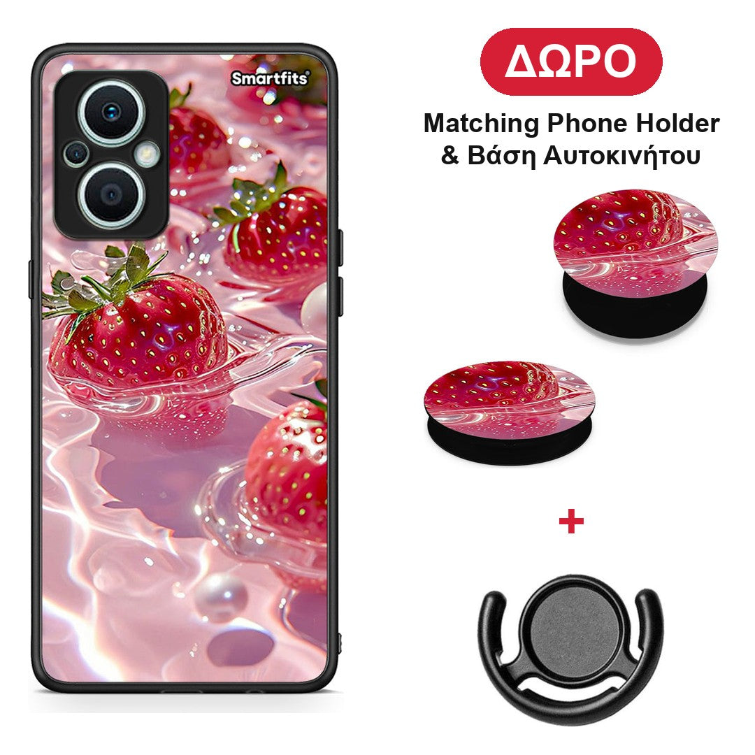 Juicy Strawberries - Oppo Reno7 Lite θήκη + Δώρο Phone Holder & Βάση Αυτοκινήτου