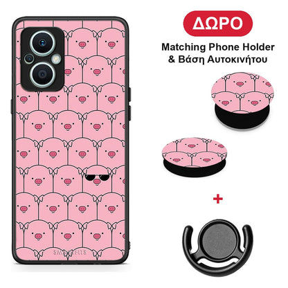 Pig Glasses - Oppo Reno7 Lite θήκη + Δώρο Phone Holder & Βάση Αυτοκινήτου
