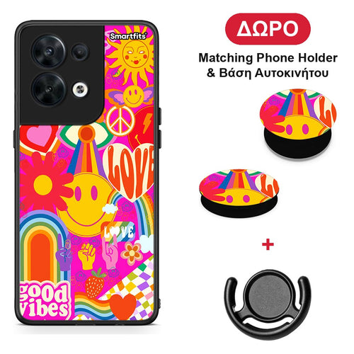 Hippie Love - Oppo Reno8 5G θήκη + Δώρο Phone Holder & Βάση Αυτοκινήτου