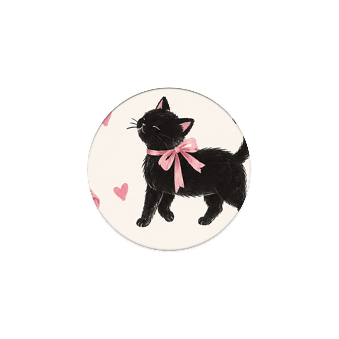 Phone Holder σε χρώμα Black Kittens and Pink Bows on Cream Large από τη Smartfits