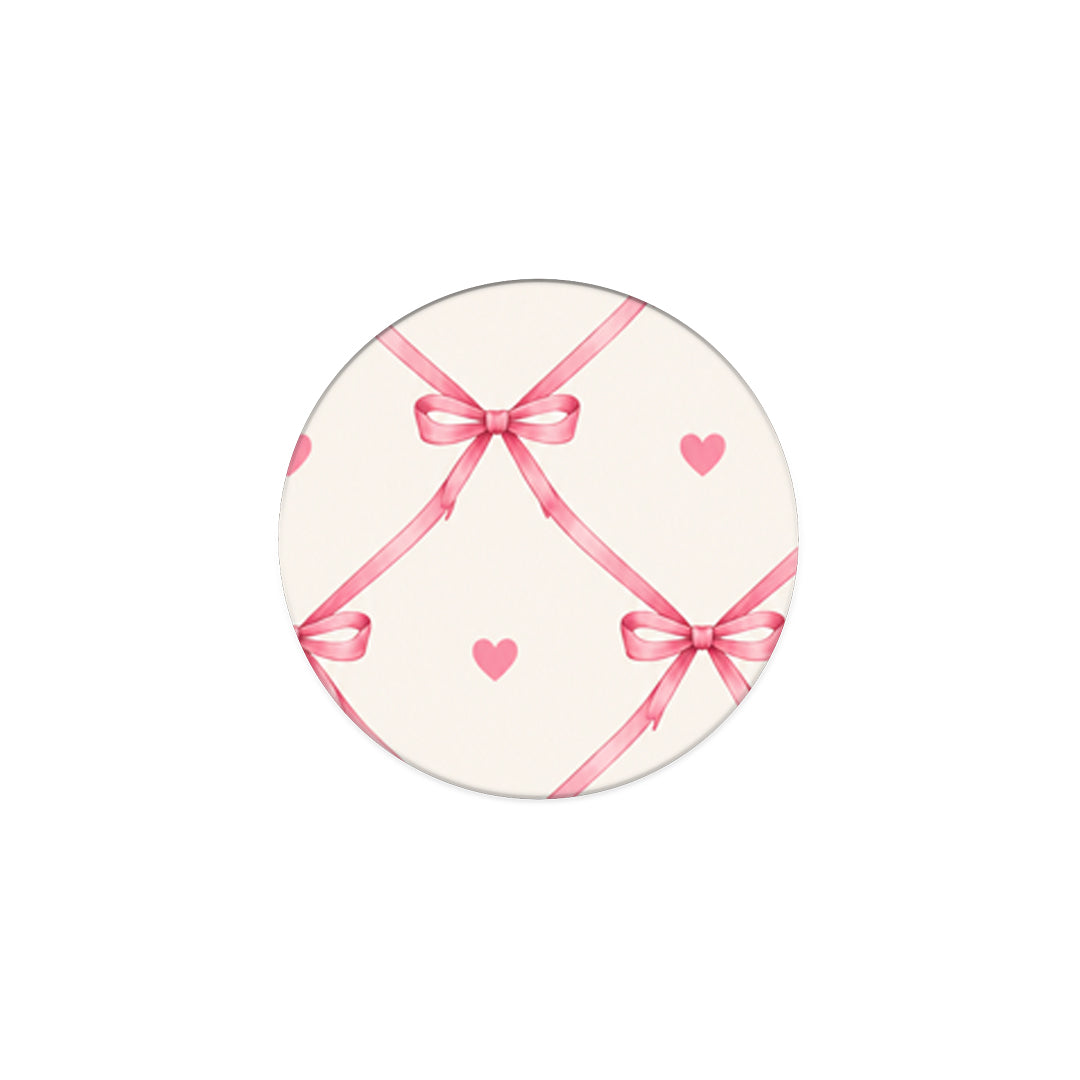 Phone Holder σε χρώμα Pink Bow Lattice and Hearts on Cream από τη Smartfits