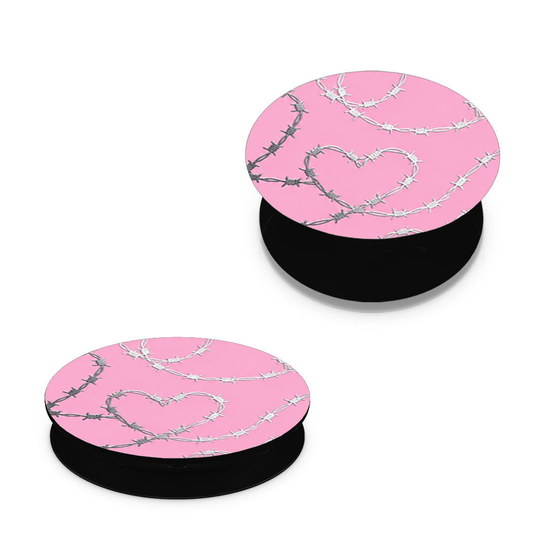 Barbed Wire Hearts on Pink - Pop holder angled views