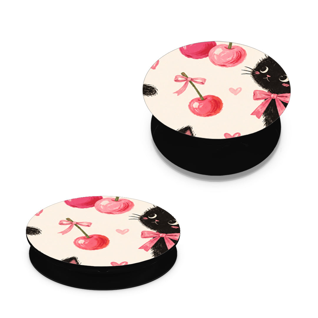 Black Kittens and Cherries on Cream - Pop holder angled views