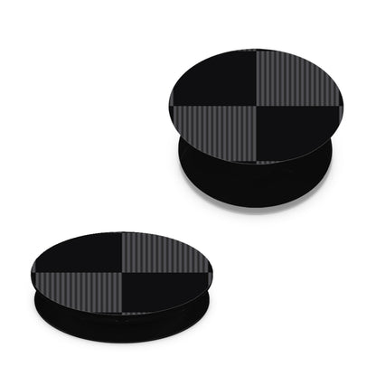 Black and Charcoal Striped Checks - Pop holder angled views
