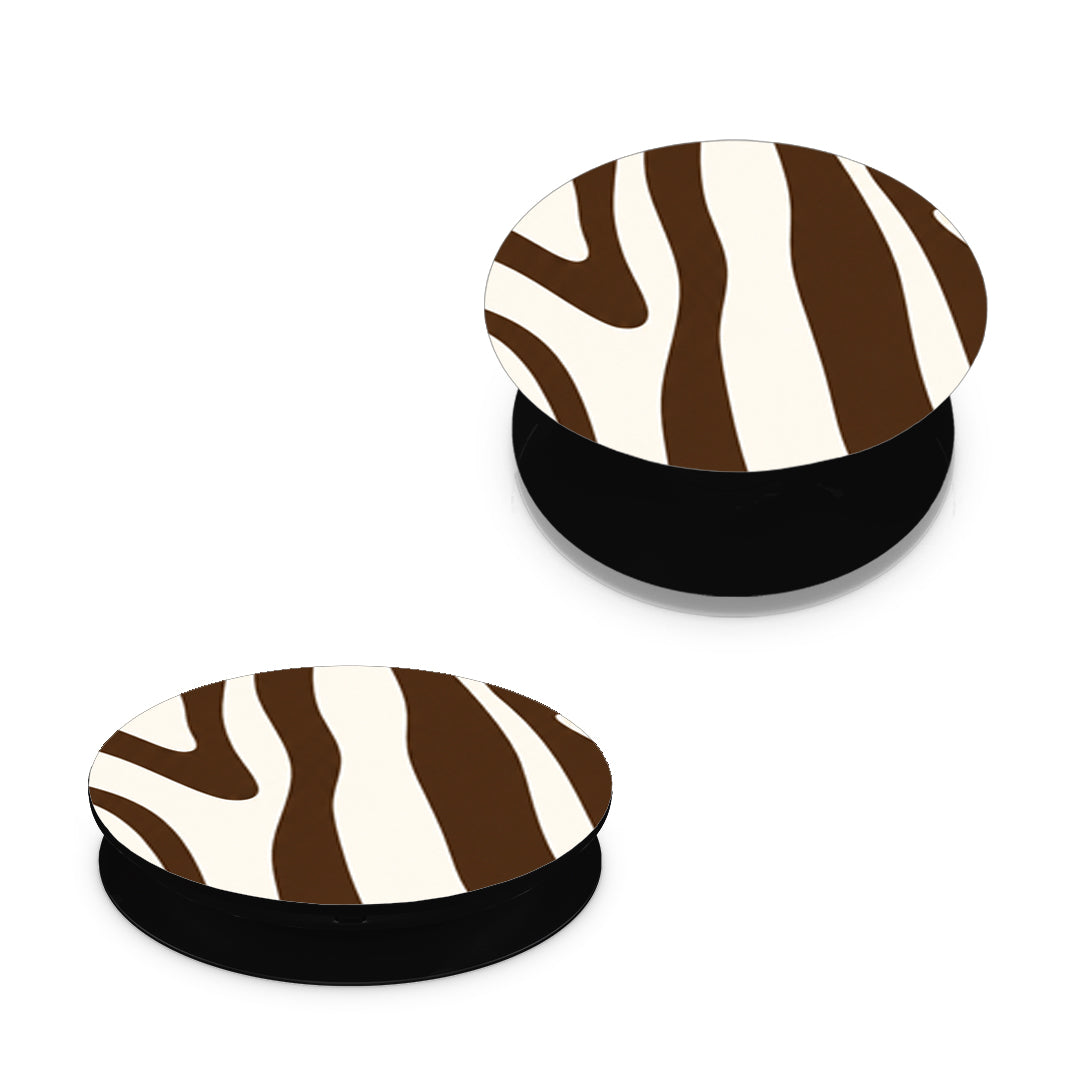 Brown and Cream Zebra Stripes - Pop holder angled views