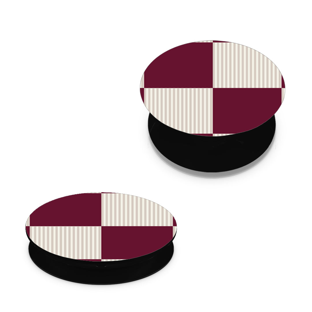 Burgundy and Cream Striped Checks - Pop holder angled views