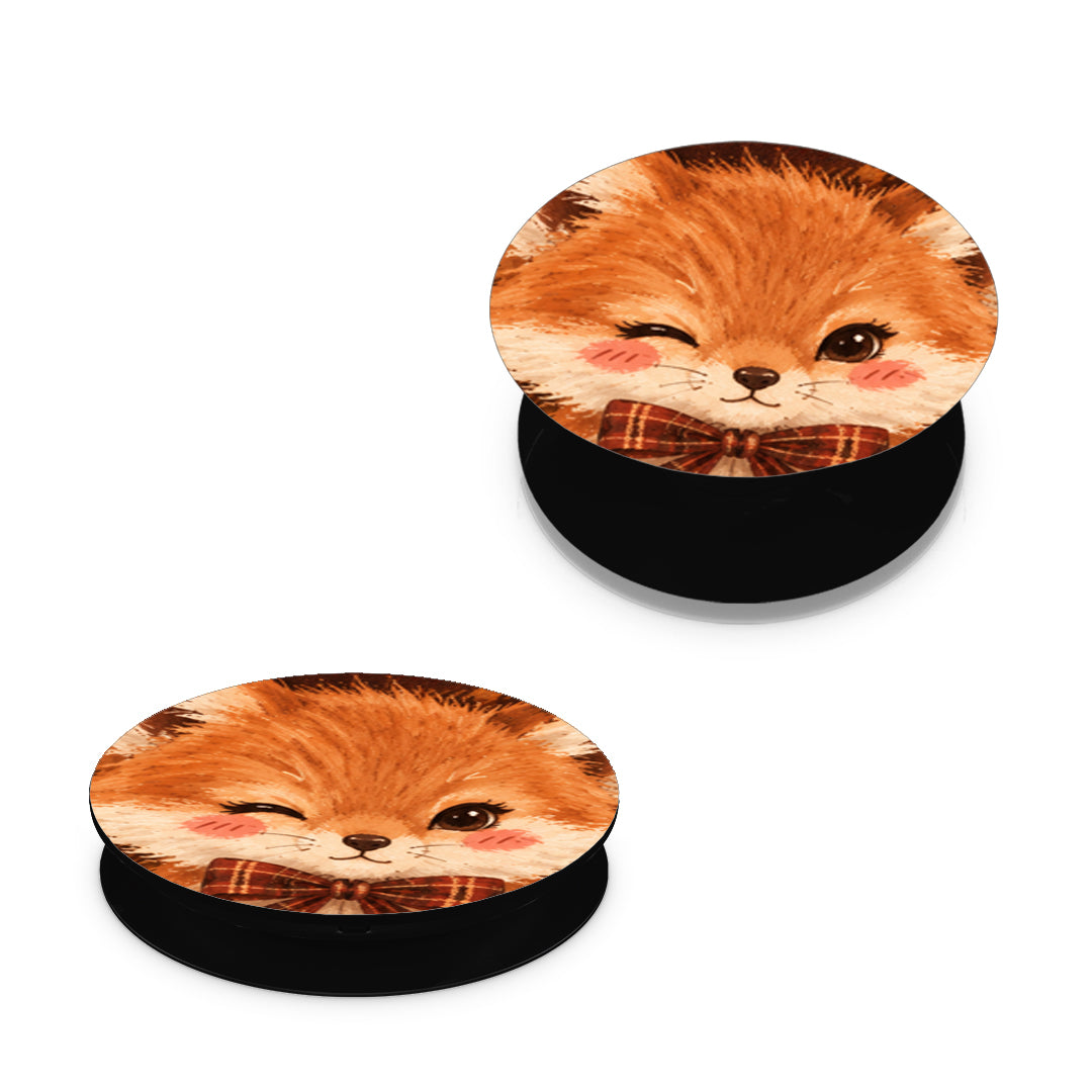Fox on Autumn Tartan - Pop holder angled views