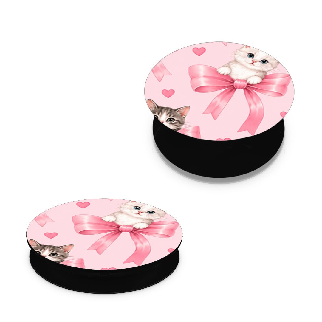 Kittens and Pink Bows on Pink - Pop holder angled views