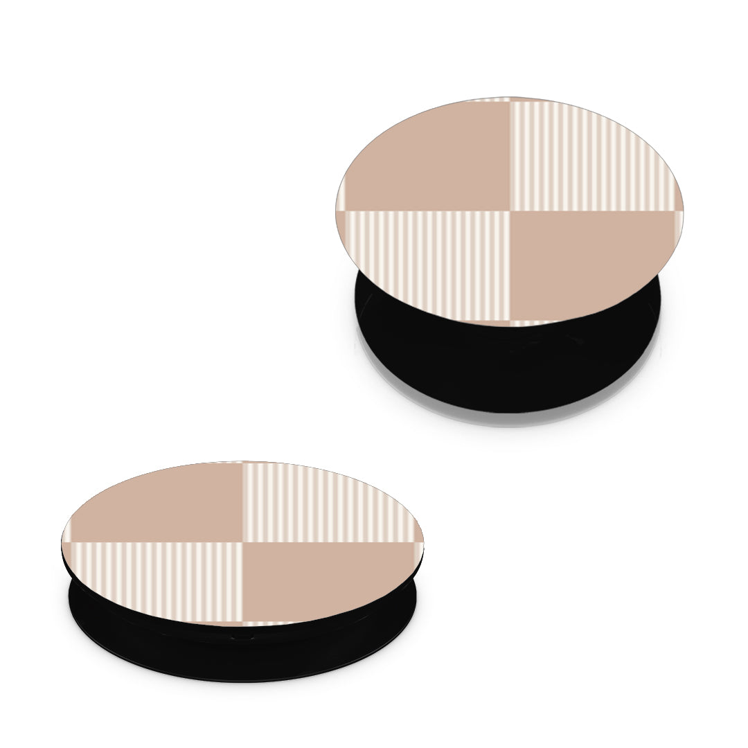 Latte and Cream Striped Checks - Pop holder angled views