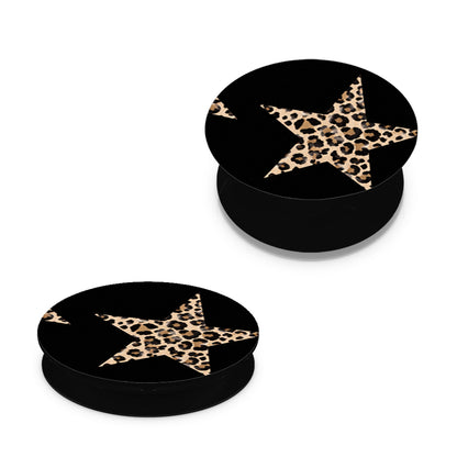 Leopard Stars on Black - Pop holder angled views