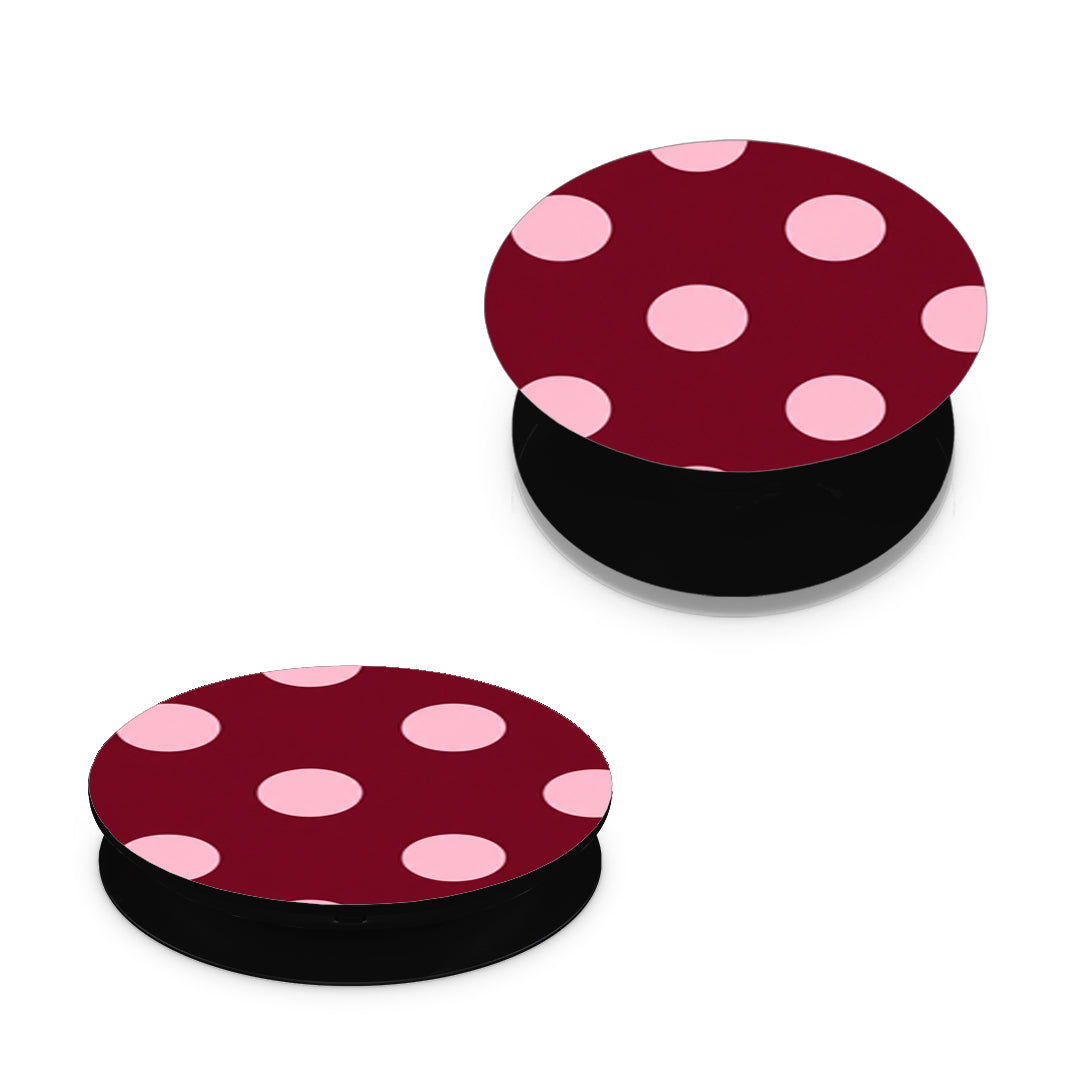 Pink Polka Dots on Burgundy - Pop holder angled views