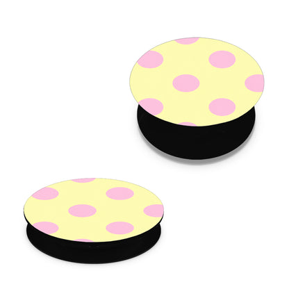 Pink Polka Dots on Yellow - Pop holder angled views