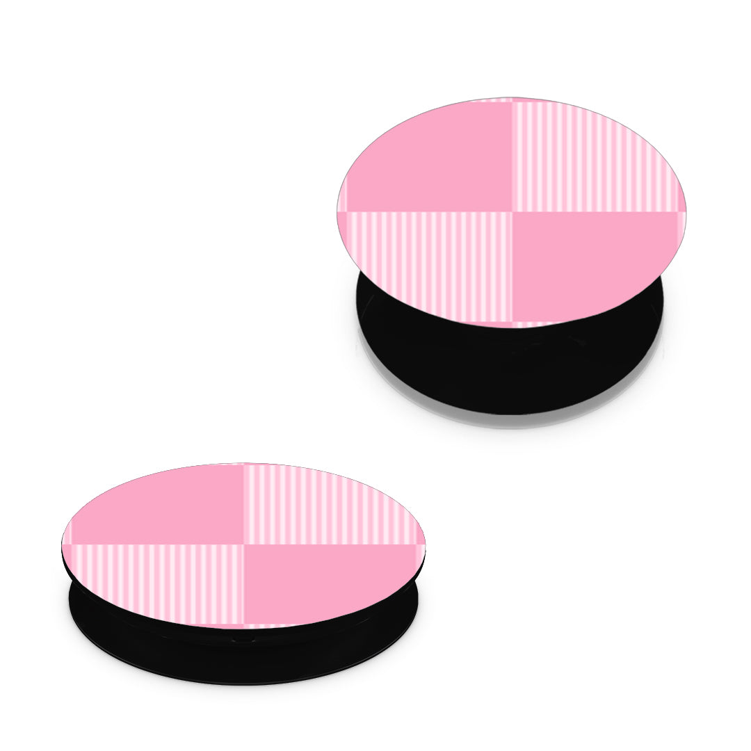 Pink and White Striped Checks - Pop holder angled views