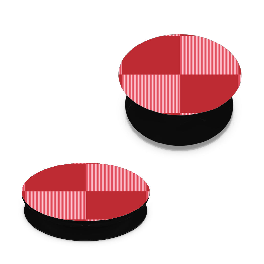 Red and Pink Striped Checks - Pop holder angled views