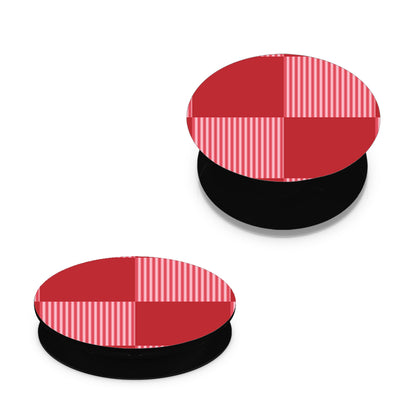 Red and Pink Striped Checks - Pop holder angled views