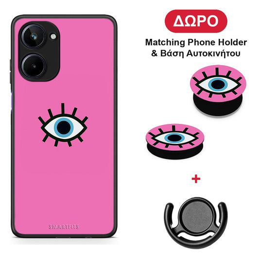 Blue Eye Pink - Realme 10 θήκη + Δώρο Phone Holder & Βάση Αυτοκινήτου