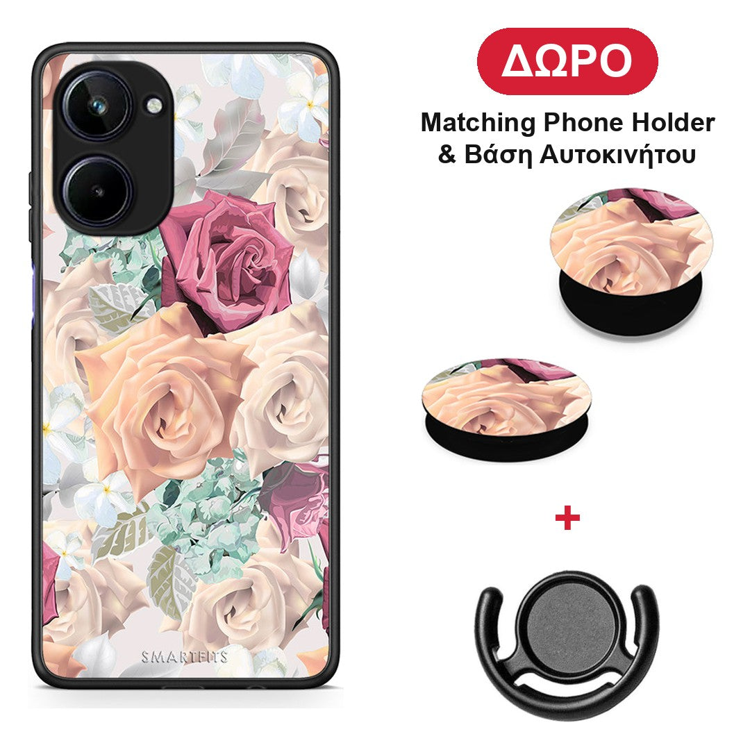 Floral Bouquet - Realme 10 θήκη + Δώρο Phone Holder & Βάση Αυτοκινήτου