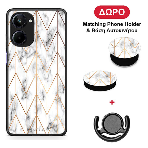 Marble Gold Geometric - Realme 10 θήκη + Δώρο Phone Holder & Βάση Αυτοκινήτου