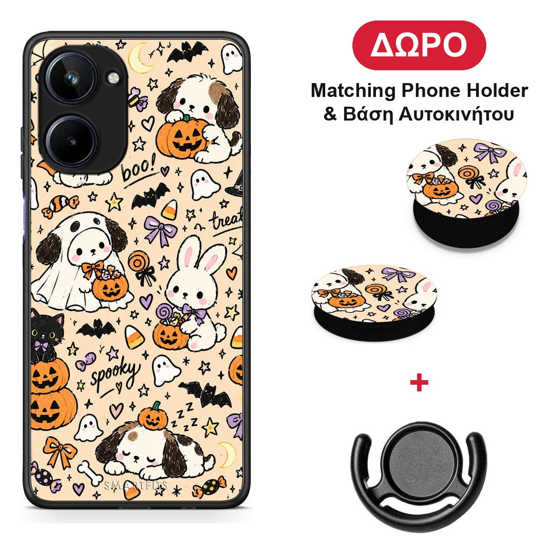Halloween Puppies and Friends on Cream - Realme 10 θήκη + Δώρο Phone Holder & Βάση Αυτοκινήτου