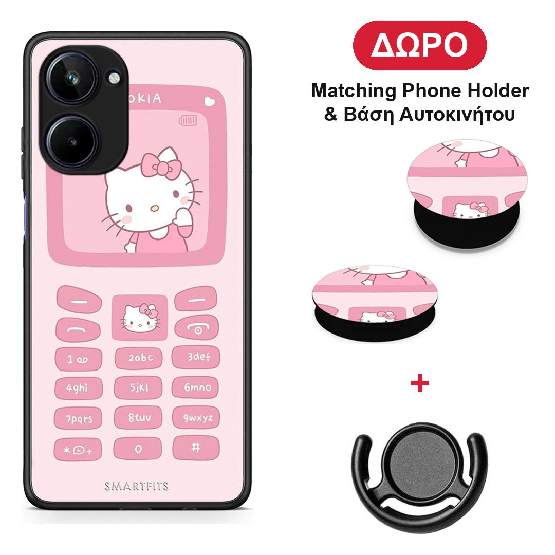 Hello Kitten - Realme 10 θήκη + Δώρο Phone Holder & Βάση Αυτοκινήτου
