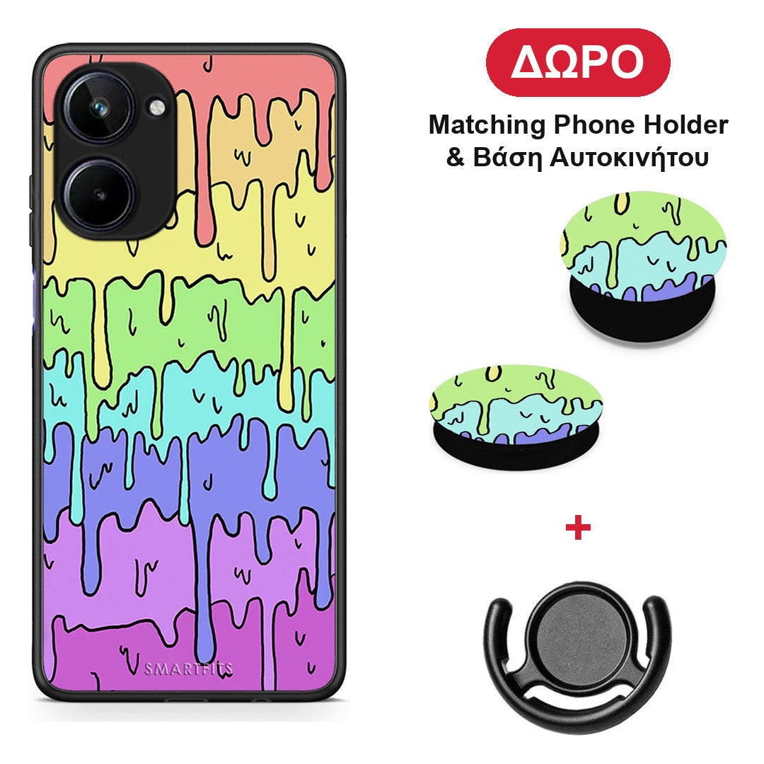 Melting Rainbow - Realme 10 θήκη + Δώρο Phone Holder & Βάση Αυτοκινήτου
