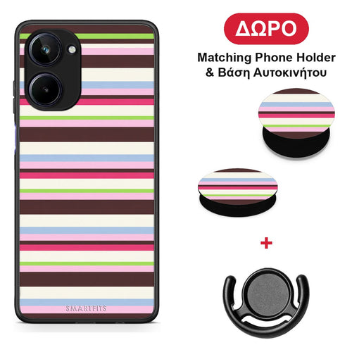 Multicolour Horizontal Stripes - Realme 10 θήκη + Δώρο Phone Holder & Βάση Αυτοκινήτου