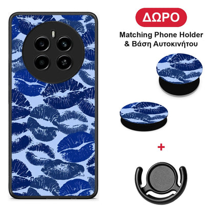 Blue Lipstick Kisses - Realme 12 4G / 12+ / 13 4G θήκη + Δώρο Phone Holder & Βάση Αυτοκινήτου