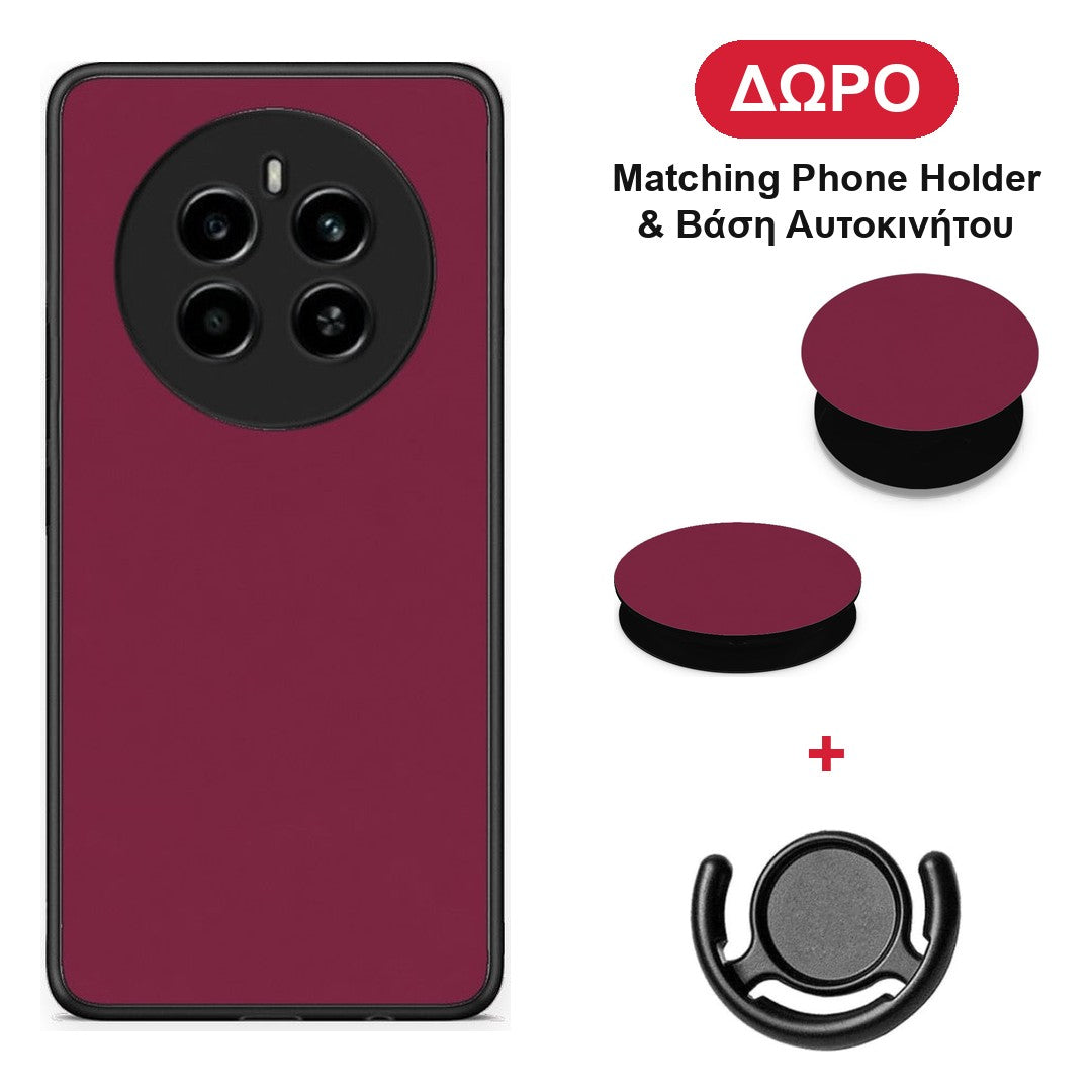 Burgundy - Realme 12 4G / 12+ / 13 4G θήκη + Δώρο Phone Holder & Βάση Αυτοκινήτου