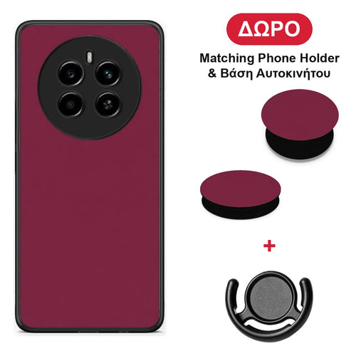 Burgundy - Realme 12 4G / 12+ / 13 4G θήκη + Δώρο Phone Holder & Βάση Αυτοκινήτου
