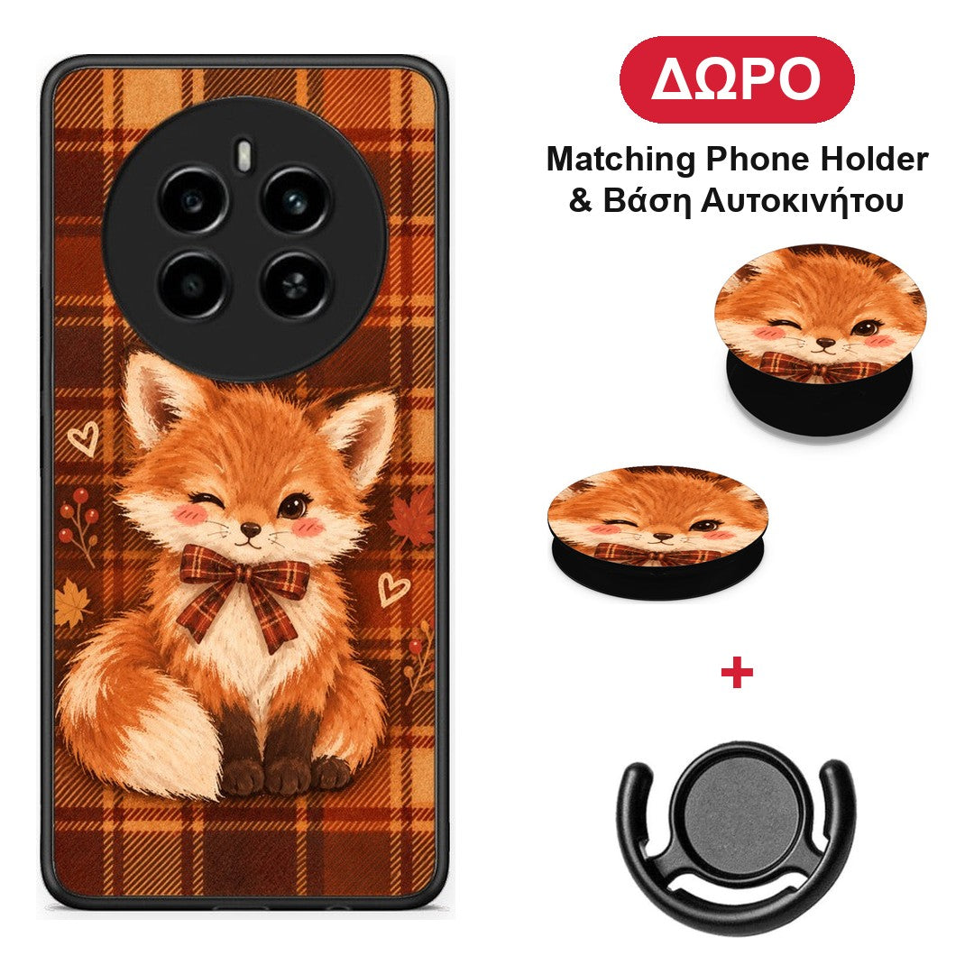 Fox on Autumn Tartan - Realme 12 4G / 12+ / 13 4G θήκη + Δώρο Phone Holder & Βάση Αυτοκινήτου