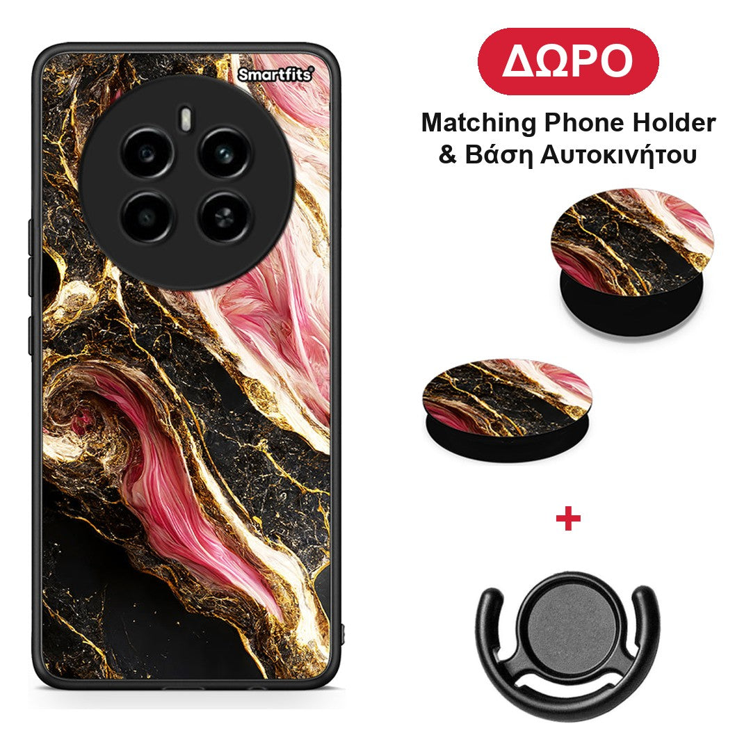 Glamorous Pink Marble - Realme 12 4G / 12+ / 13 4G θήκη + Δώρο Phone Holder & Βάση Αυτοκινήτου