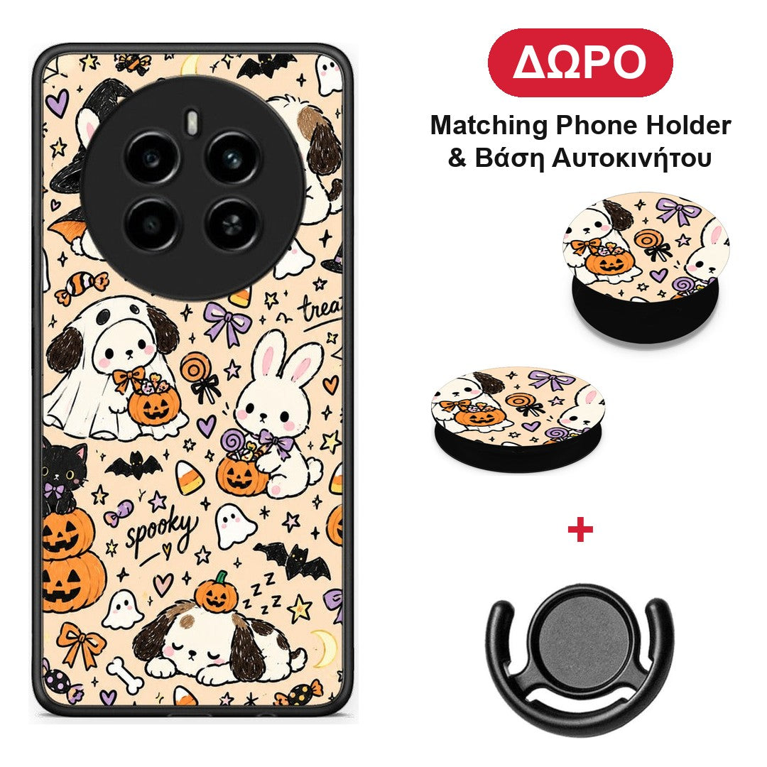 Halloween Puppies and Friends on Cream - Realme 12 4G / 12+ / 13 4G θήκη + Δώρο Phone Holder & Βάση Αυτοκινήτου