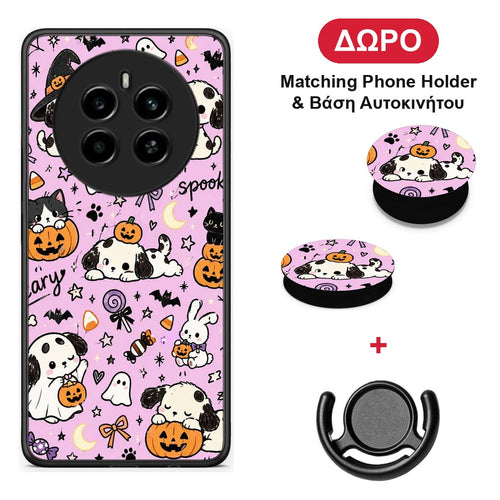 Halloween Puppies and Friends on Lilac - Realme 12 4G / 12+ / 13 4G θήκη + Δώρο Phone Holder & Βάση Αυτοκινήτου