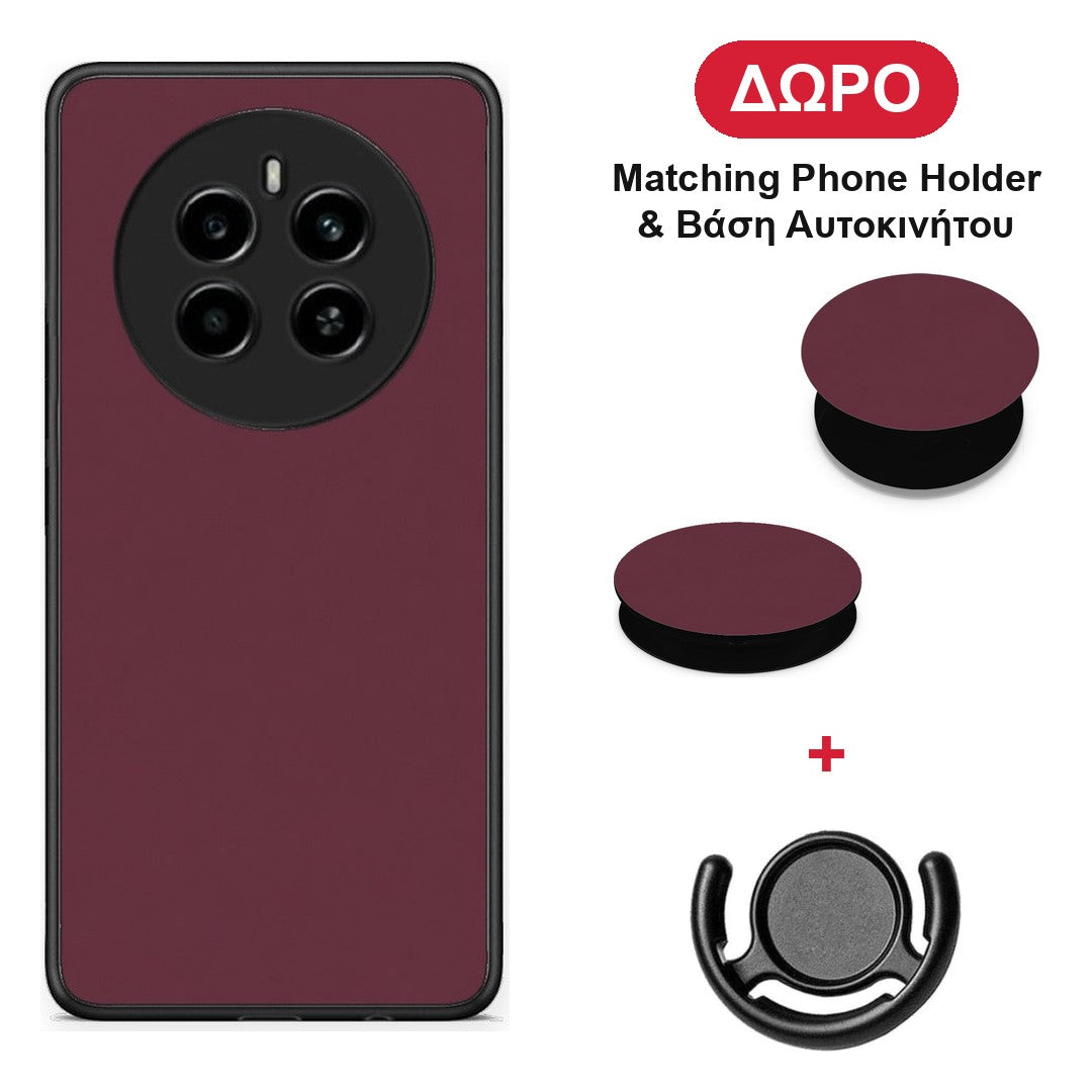 Muted Burgundy - Realme 12 4G / 12+ / 13 4G θήκη + Δώρο Phone Holder & Βάση Αυτοκινήτου