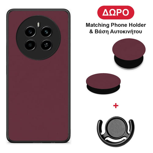 Muted Burgundy - Realme 12 4G / 12+ / 13 4G θήκη + Δώρο Phone Holder & Βάση Αυτοκινήτου