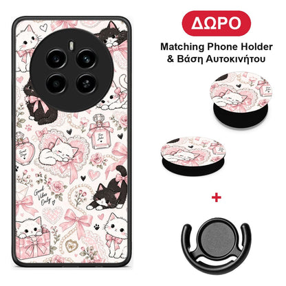 Pink Bows and Kittens Collage - Realme 12 4G / 12+ / 13 4G θήκη + Δώρο Phone Holder & Βάση Αυτοκινήτου