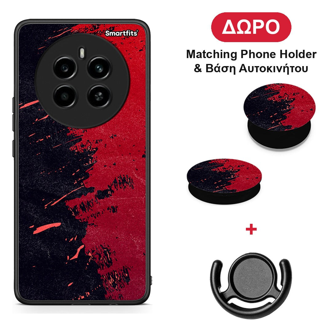 Red Paint - Realme 12 4G / 12+ / 13 4G θήκη + Δώρο Phone Holder & Βάση Αυτοκινήτου