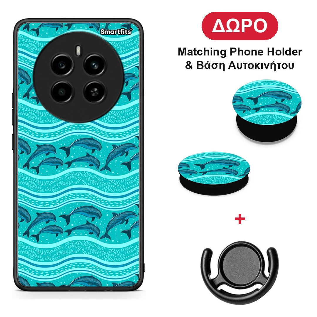 Swimming Dolphins - Realme 12 4G / 12+ / 13 4G θήκη + Δώρο Phone Holder & Βάση Αυτοκινήτου