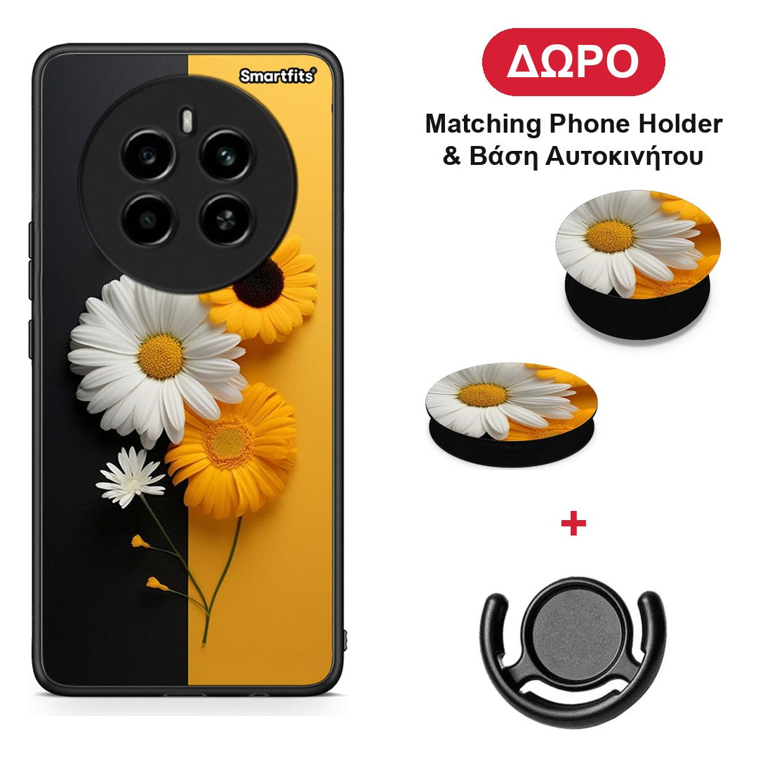 Yellow Daisies - Realme 12 4G / 12+ / 13 4G θήκη + Δώρο Phone Holder & Βάση Αυτοκινήτου