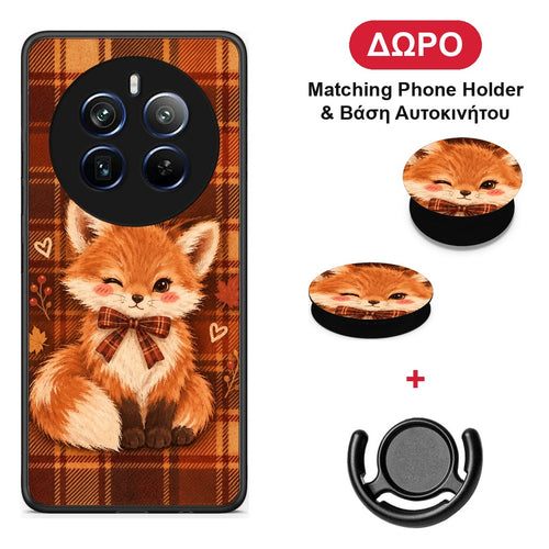 Fox on Autumn Tartan - Realme 12 Pro 5G / 12 Pro+ θήκη + Δώρο Phone Holder & Βάση Αυτοκινήτου