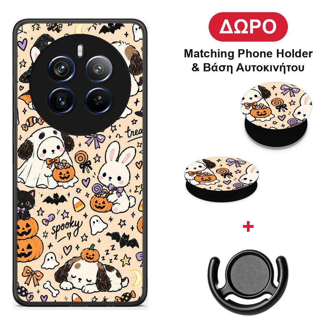 Halloween Puppies and Friends on Cream - Realme 12 Pro 5G / 12 Pro+ θήκη + Δώρο Phone Holder & Βάση Αυτοκινήτου