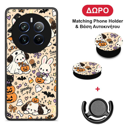 Halloween Puppies and Friends on Cream - Realme 12 Pro 5G / 12 Pro+ θήκη + Δώρο Phone Holder & Βάση Αυτοκινήτου
