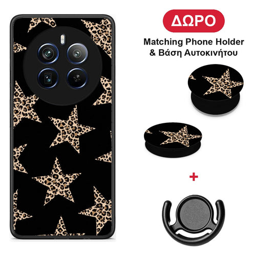 Leopard Stars on Black - Realme 12 Pro 5G / 12 Pro+ θήκη + Δώρο Phone Holder & Βάση Αυτοκινήτου