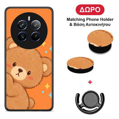 Peekaboo Teddy on Orange - Realme 12 Pro 5G / 12 Pro+ θήκη + Δώρο Phone Holder & Βάση Αυτοκινήτου